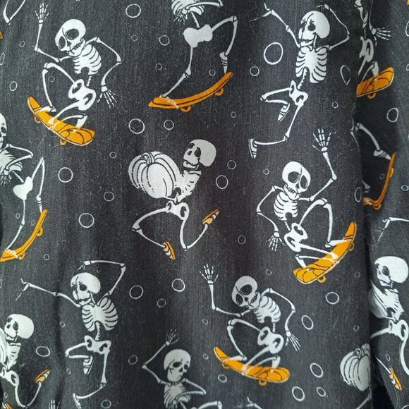 Halloween Button Up Men's XL Black Simon Banks Skeleton Skateboard Costume Party - Picture 5 of 14